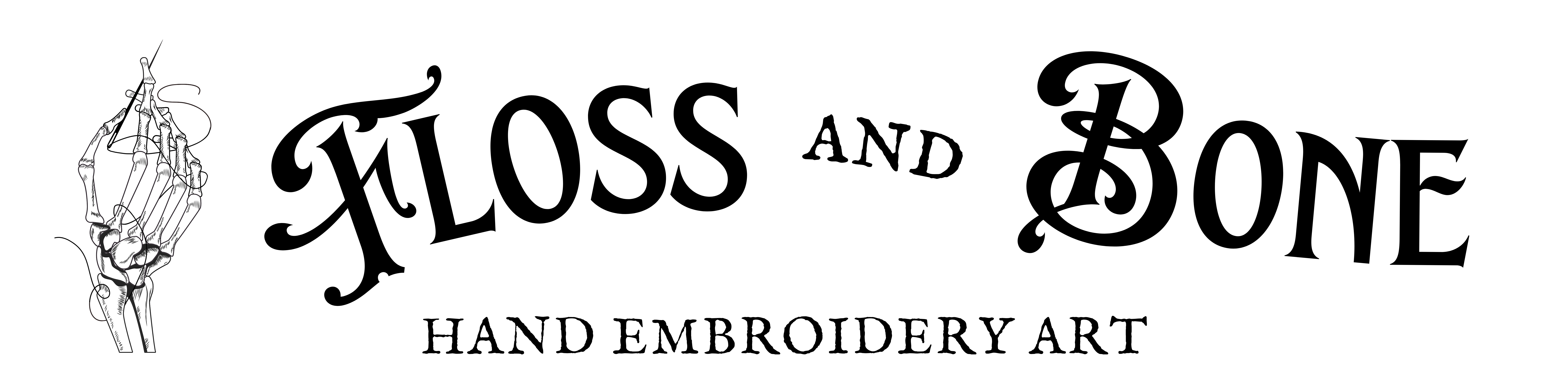 Floss and Bone Hand Embroidery Art